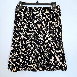Ann Taylor Blue/Black/Cream Animal Print Flared Skater Skirt No Stretch Size 4